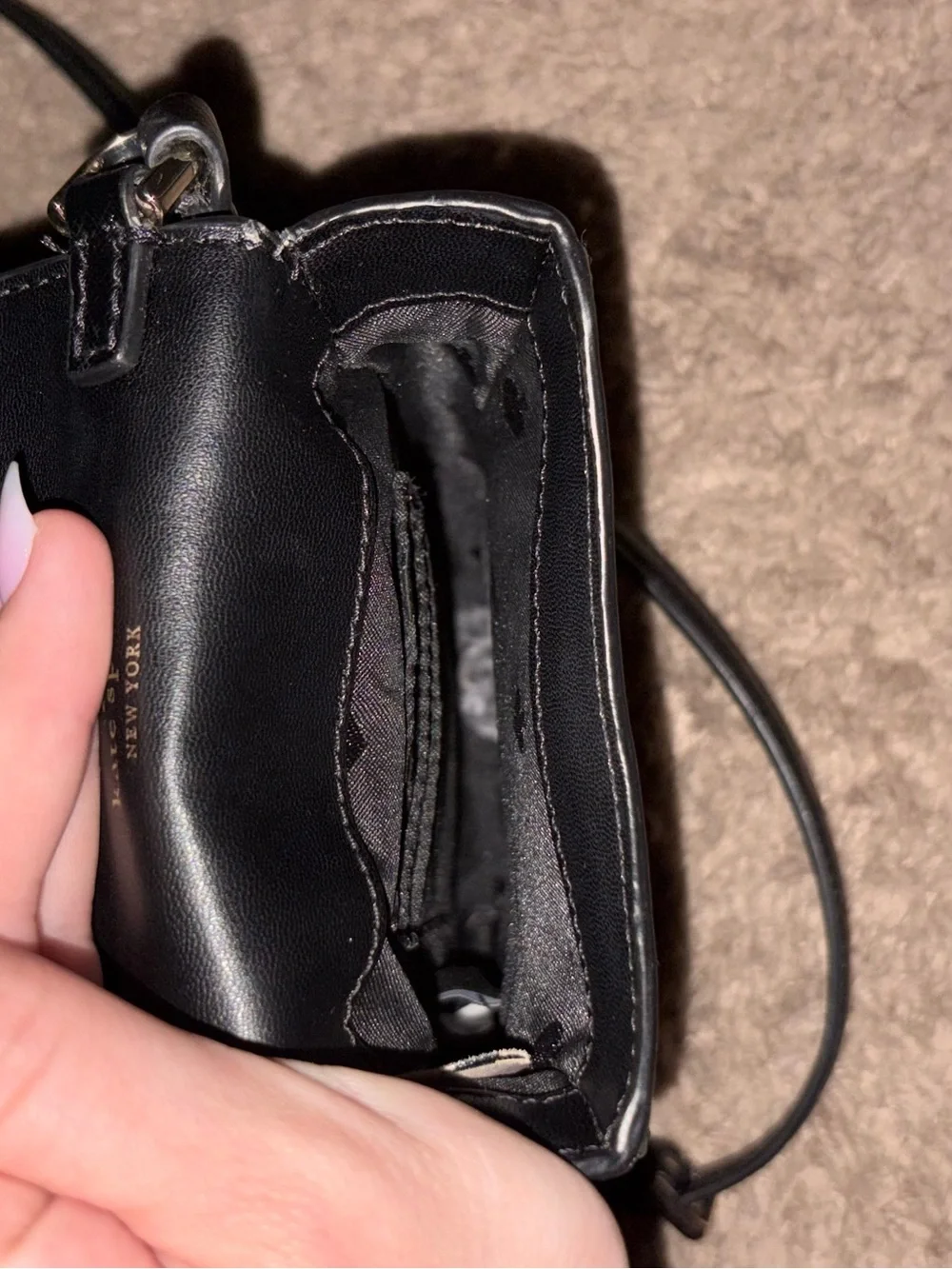 kate spade Black Saffiano Leather Crossbody Phone Pouch